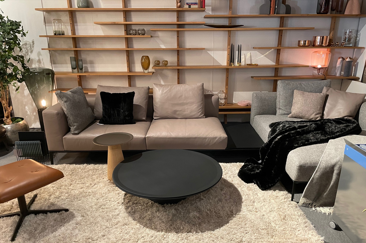 Walter Knoll Jaan Living Leder Ellen Taupe Grau Mit Kissen