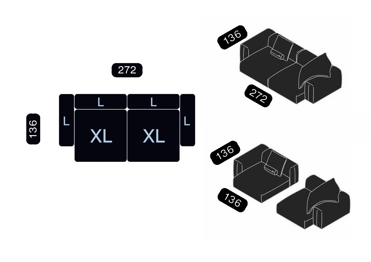Vetsak Sofa XL - Stoff Doodle creme - Sanctuary Collection 